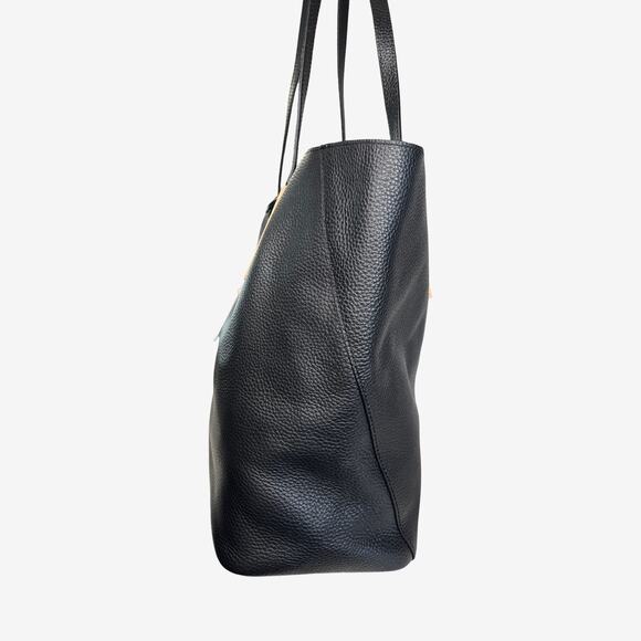 Ted Baker Black Pebbled Leather Tote Bag Rose Gold Hardware Large Shoulder Bag - Picture 6 of 12